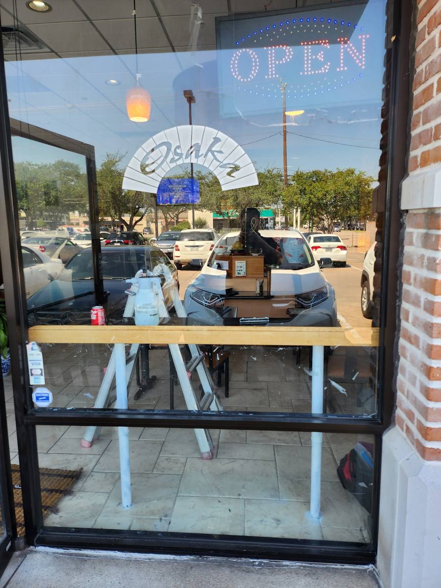 Commercial storefront during installation