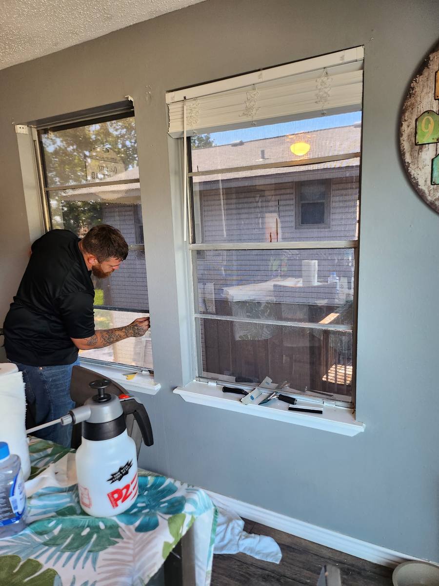 Chris installing window tint